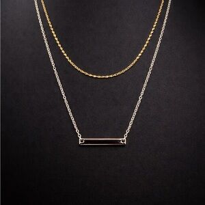 Layered Gold and Silver Bar Necklace - Women Jewelry